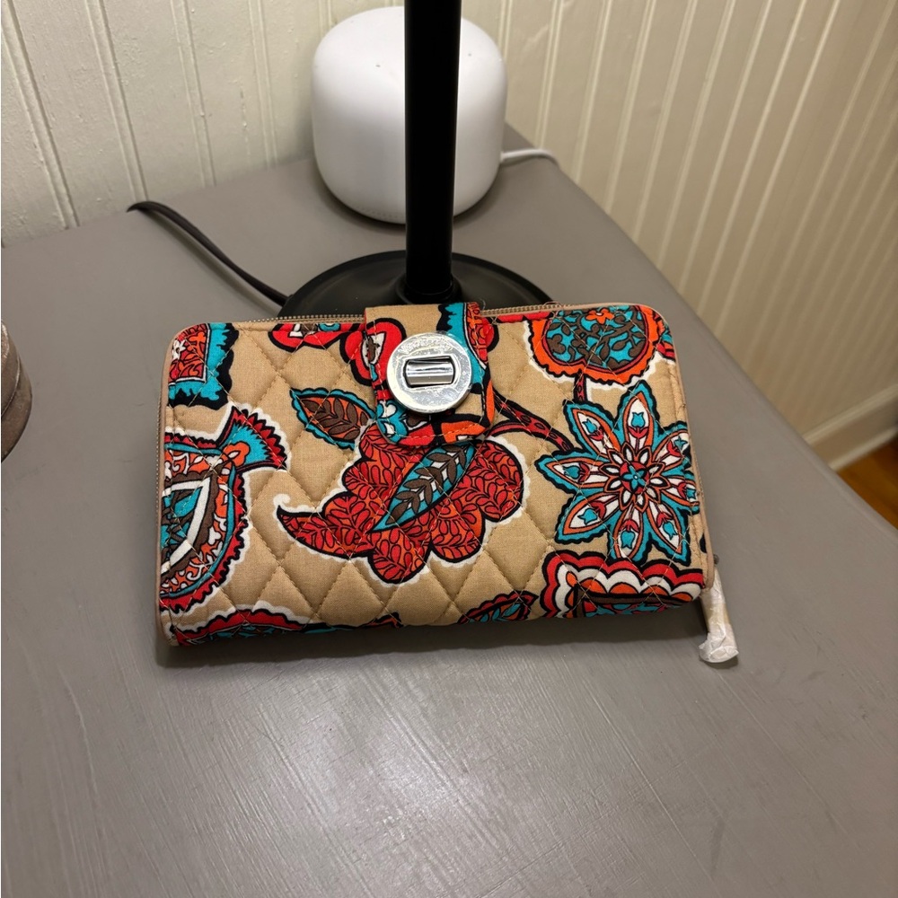 Vera Bradley Tan and Red Floral Quilted Wallet